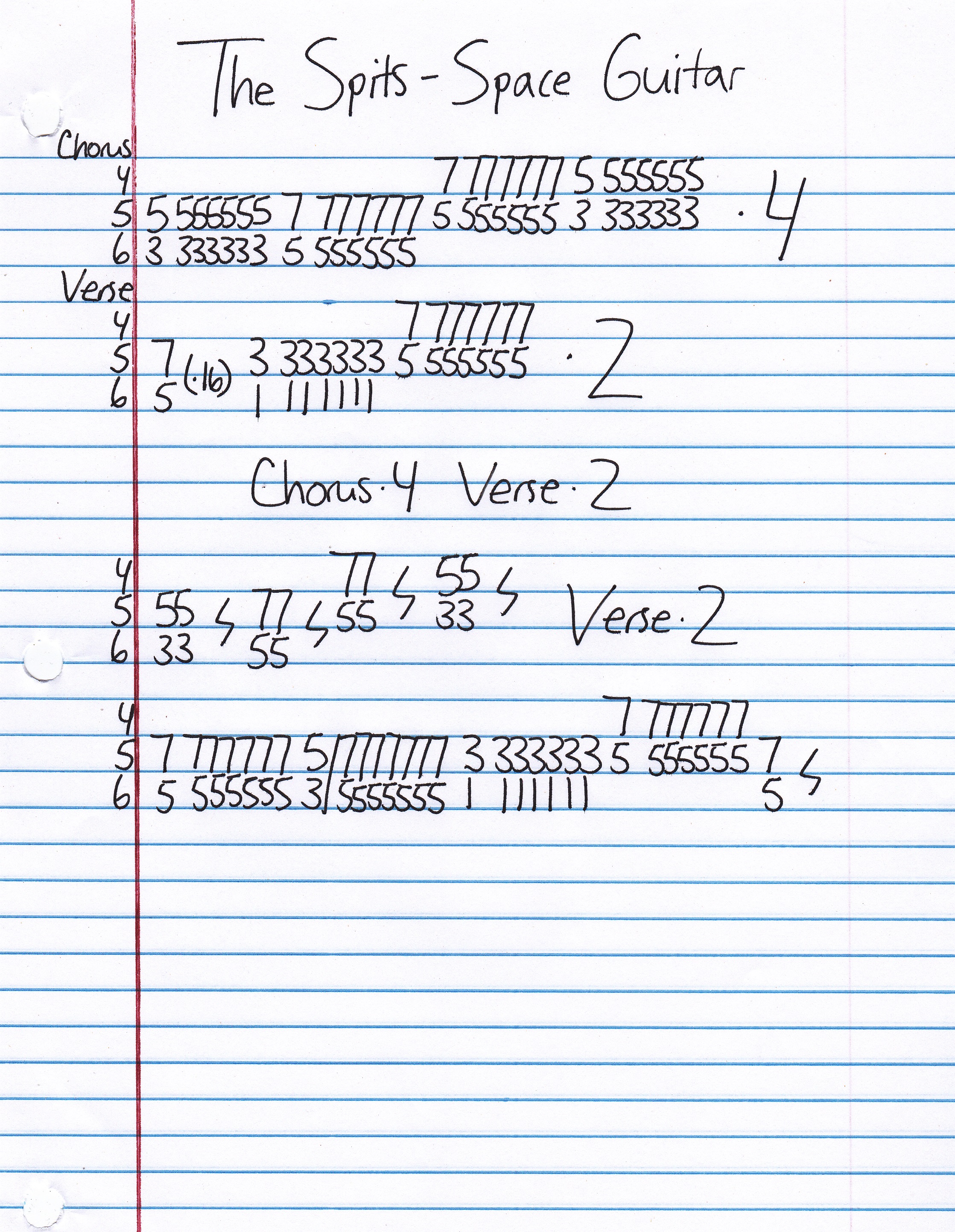 High quality guitar tab for Space Guitar by The Spits off of the album The Spits. ***Complete and accurate guitar tab!***